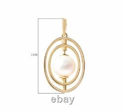 Wedding/Anytime Yellow Gold Overlay 925 Silver Edison Pearl Spinning Pendant