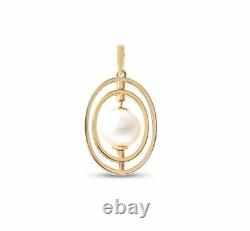 Wedding/Anytime Yellow Gold Overlay 925 Silver Edison Pearl Spinning Pendant