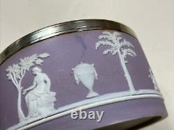 Wedgewood lilac Jasperware, 19th century butter dish, silver plate lid and tray