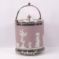 Wedgwood Lilac Jasper Ware Biscuit Barrel Pattern Silver Plated Circa 1887
