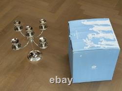 Wedgwood Silver Plated 5-Arm Candelabra Centerpiece With Original Blue Box
