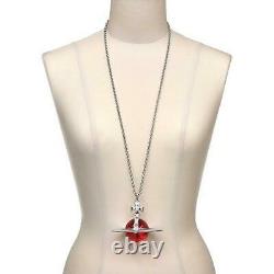 Westwood Giant Orb Vivienne Necklace Genuine Original Pendant Large Red Silver