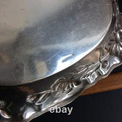 Wiskemann Silver Metal Basket Dish 1900 Art Nouveau Flower Decor