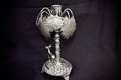 Wmf Silver Plated Candlestick Art Nouveau, Oasis. Hallmarked Genuine1895 -1900