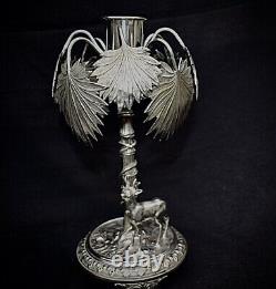 Wmf Silver Plated Candlestick Art Nouveau, Oasis. Hallmarked Genuine1895 -1900