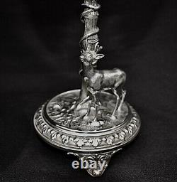 Wmf Silver Plated Candlestick Art Nouveau, Oasis. Hallmarked Genuine1895 -1900