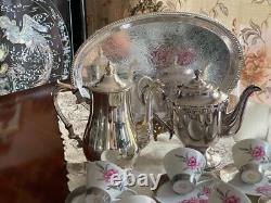 Wonderful MID Century Tea & Coffee Set For 6 Siver Plated Tray C 1950's