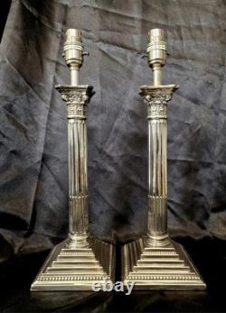 XL Hallmarked Substantial Eleganct Corinthian Column Table Lamps 40cm