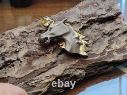 Year Of The Horse? Vintage Sterling Silver Gold Plated Horse Head Pendant
