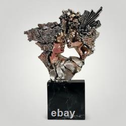 Zanfeld 999 Silver Plated Sculpture Male Female Contemporary Black Marble Block