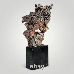 Zanfeld 999 Silver Plated Sculpture Male Female Contemporary Black Marble Block