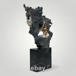 Zanfeld 999 Silver Plated Sculpture Male Female Contemporary Black Marble Block