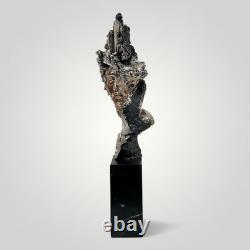 Zanfeld 999 Silver Plated Sculpture Male Female Contemporary Black Marble Block