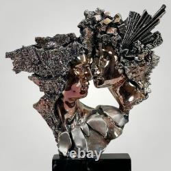 Zanfeld 999 Silver Plated Sculpture Male Female Contemporary Black Marble Block