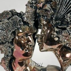 Zanfeld 999 Silver Plated Sculpture Male Female Contemporary Black Marble Block