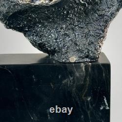 Zanfeld 999 Silver Plated Sculpture Male Female Contemporary Black Marble Block