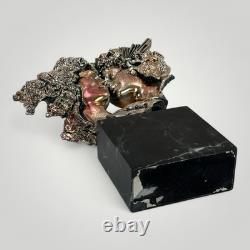 Zanfeld 999 Silver Plated Sculpture Male Female Contemporary Black Marble Block