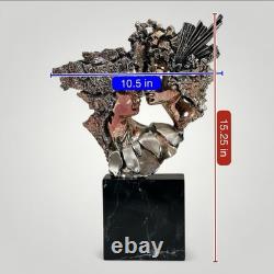 Zanfeld 999 Silver Plated Sculpture Male Female Contemporary Black Marble Block