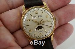 Zodiac Triple Date Moon Phase 905 Gold Plated Top S/s Back Original Dates 1957