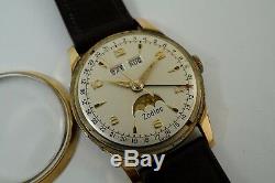 Zodiac Triple Date Moon Phase 905 Gold Plated Top S/s Back Original Dates 1957